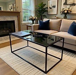 ZDesignHome Metal Orta Sehpa 45x100 cm | Modern Metal & Cam