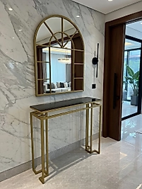 ZDesignHome Gold Dresuar & Ayna 90x30x100 cm – 80x100 cm Ayna