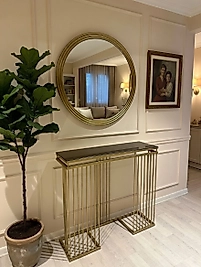 Fiora Dresuar & Ayna Takımı Gold | Modern Metal Dresuar – ZDesignHome