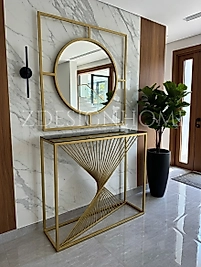 ZDesignHome Gold Dresuar & Ayna Z-15 90x30x100 cm – 100 cm Ayna