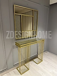 90 CM BRONZ AYNA, 90X30X100 CM DRESUAR GOLD ( ŞEFFAF CAM)