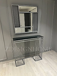 90 Cm Ayna + 100X30X90 Cm Dresuar Gümüş ( Füme Ayna Raf) Takım Zdesignhome (AÇIKLAMAYI OKUYUNUZ)