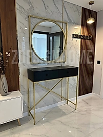 85 Cm Ayna + 95x30x100 Cm Dresuar Gold | ZDesignHome Z42
