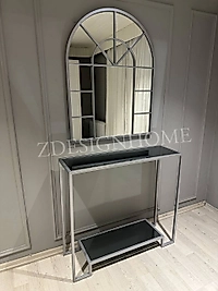 80x100 Cm Kafes Ayna, 90X30x100 Cm Dresuar Gümüş ( Raf Füme Ayna)