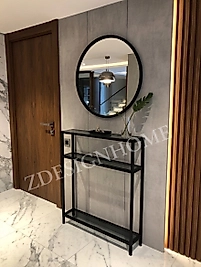 ZDesignHome Dresuar & Ayna Takımı 80x15x100 cm – 70 cm Yuvarlak Ayna