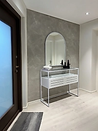 80x100 Cm Ayna + 90x35x120 Cm Dresuar | Beyaz Metal | Şeffaf Cam | ZDesignHome