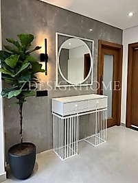 85 Cm Ayna + 90x30x100 Cm Dresuar | Beyaz Metal | | ZDesignHome