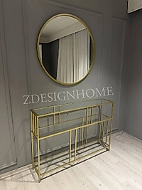 90 Cm Kafes Ayna, 85X25x120 Cm Dresuar Gold ( Raf Şeffaf Cam)