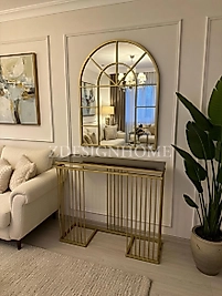 80X100 Cm Ayna + 90X30x100 Cm Dresuar Gold Takım Zdesignhome