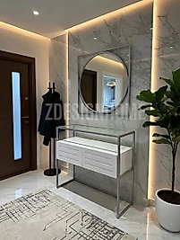 85 Cm Ayna + 90x35x100 Cm Dresuar Gümüş | ZDesignHome