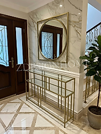 85 Cm Ayna + 120X25X90 Cm Dresuar Gold Takım Zdesignhome