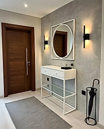 85 Cm Ayna + 90x30x100 Cm Dresuar | Beyaz Metal | | ZDesignHome