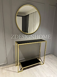 90 CM AYNA, 90X30X100 CM DRESUAR GOLD (RAF SİYAH CAM)